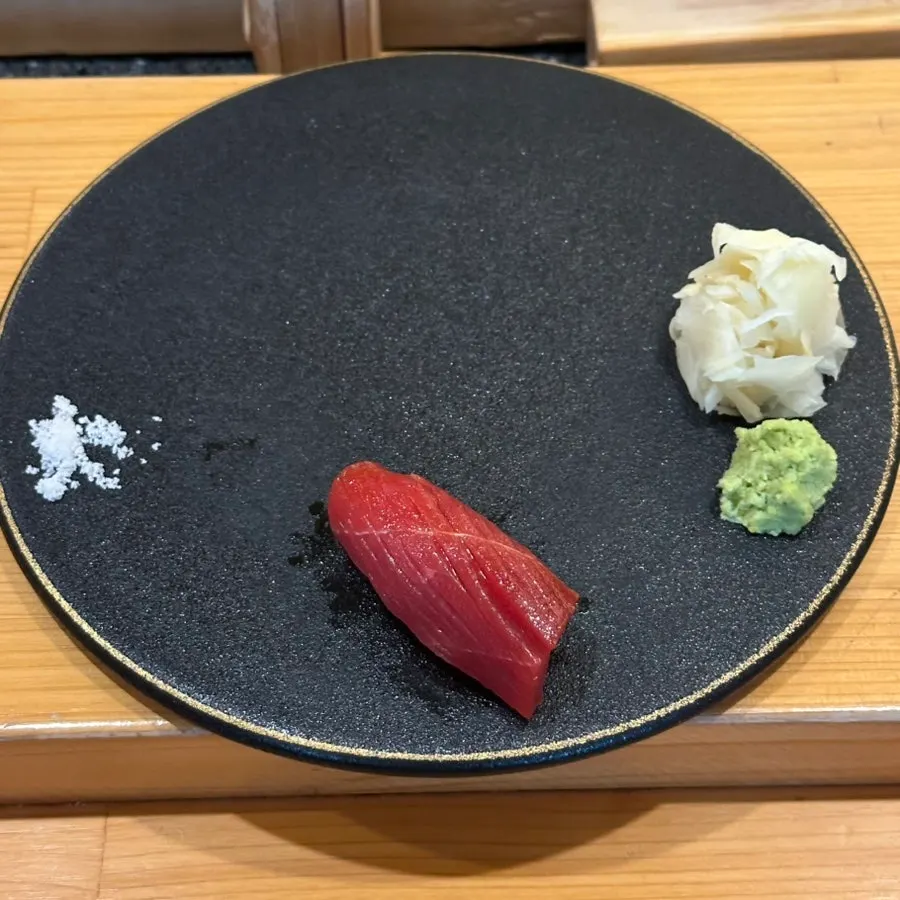Tuna lean cut sushi with soy sauce