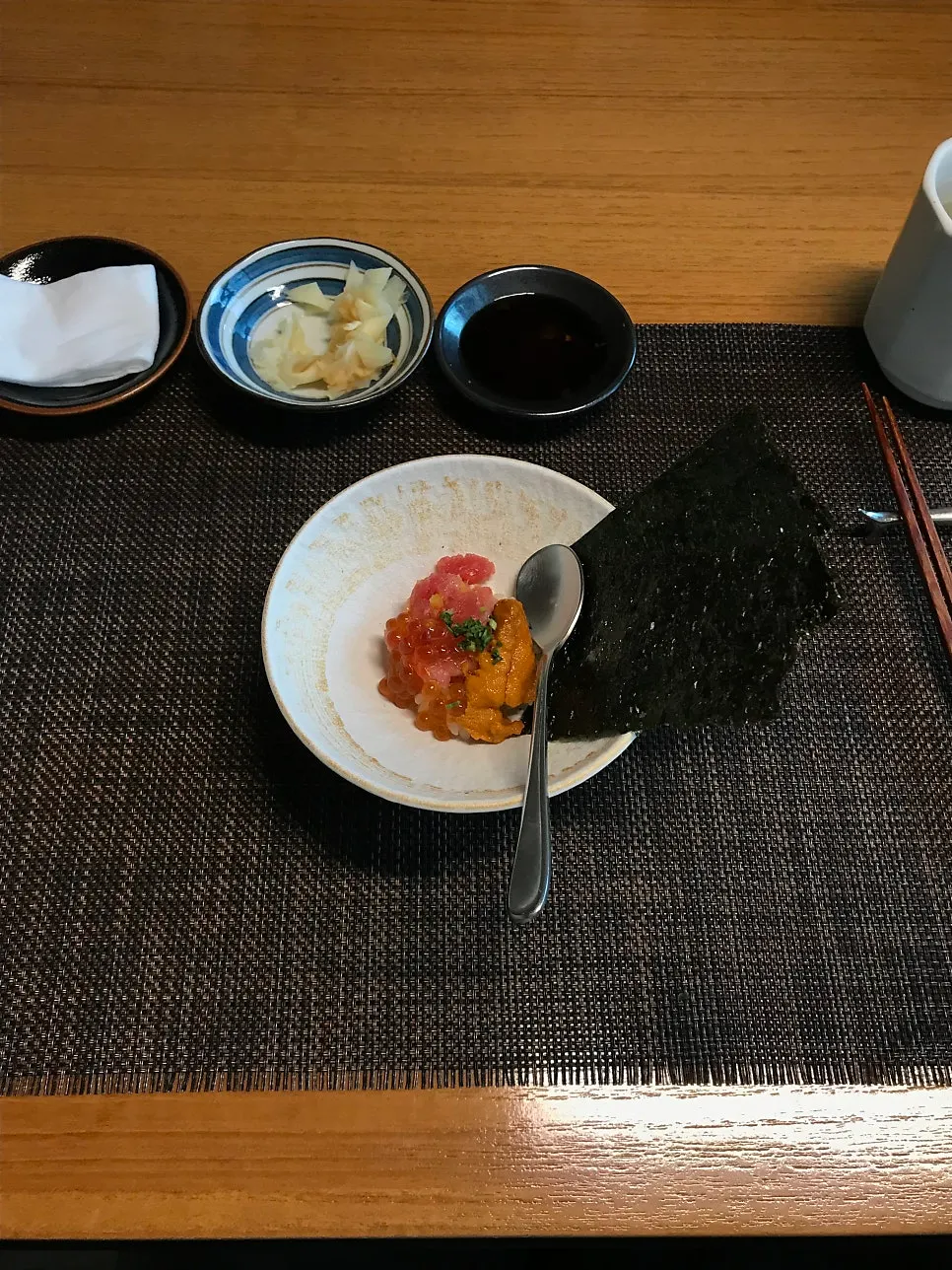 Fried king prawn and shishito pepper tempura