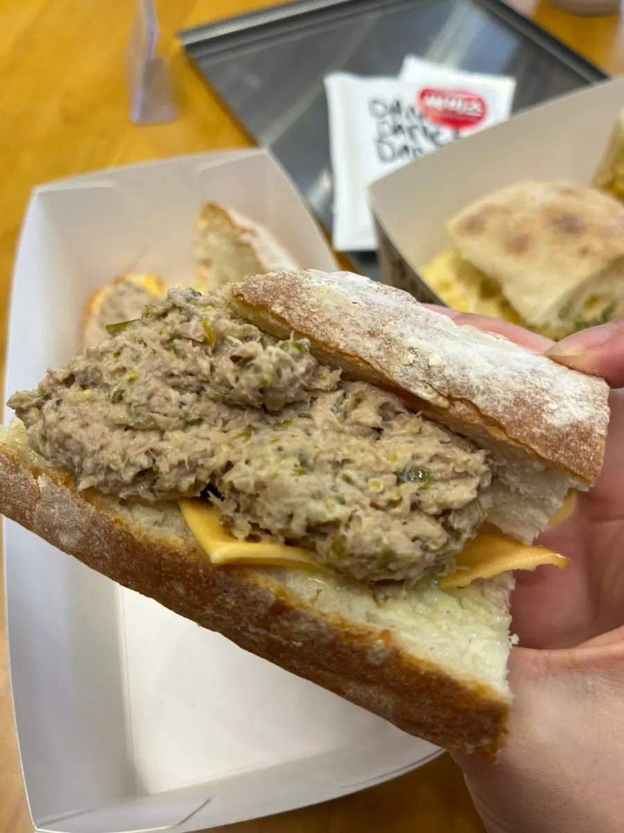 Tuna jalapeño baguette sandwich