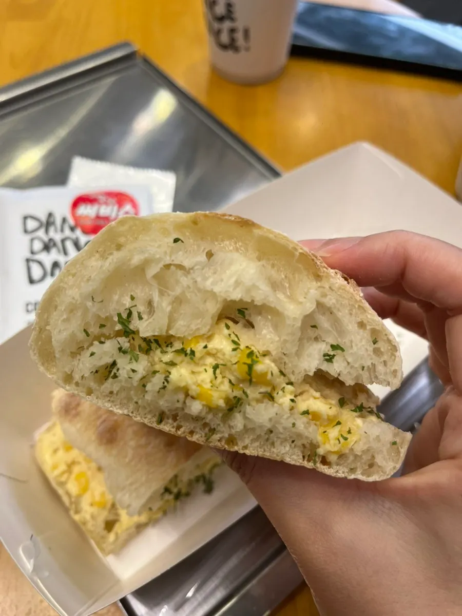 Corn tofu cream cheese sandwich