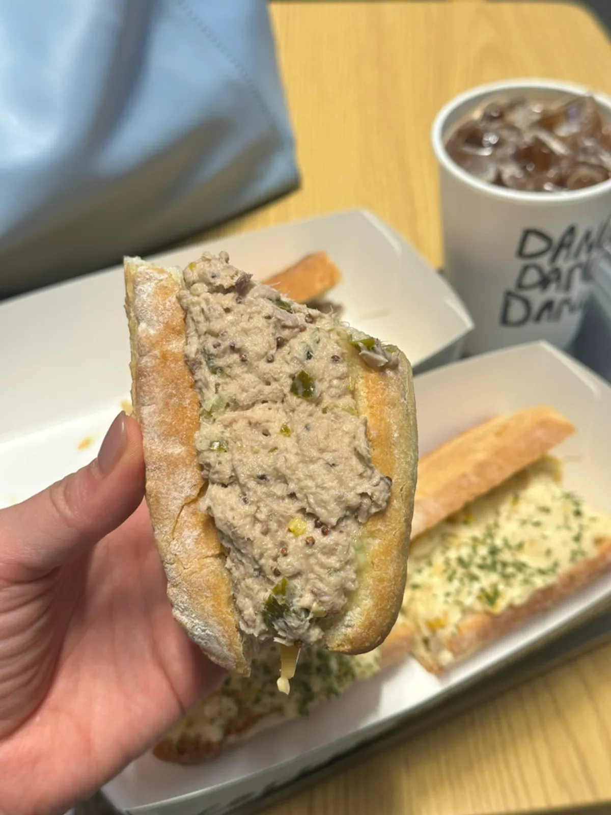 Baguette sandwiches and oat latte set