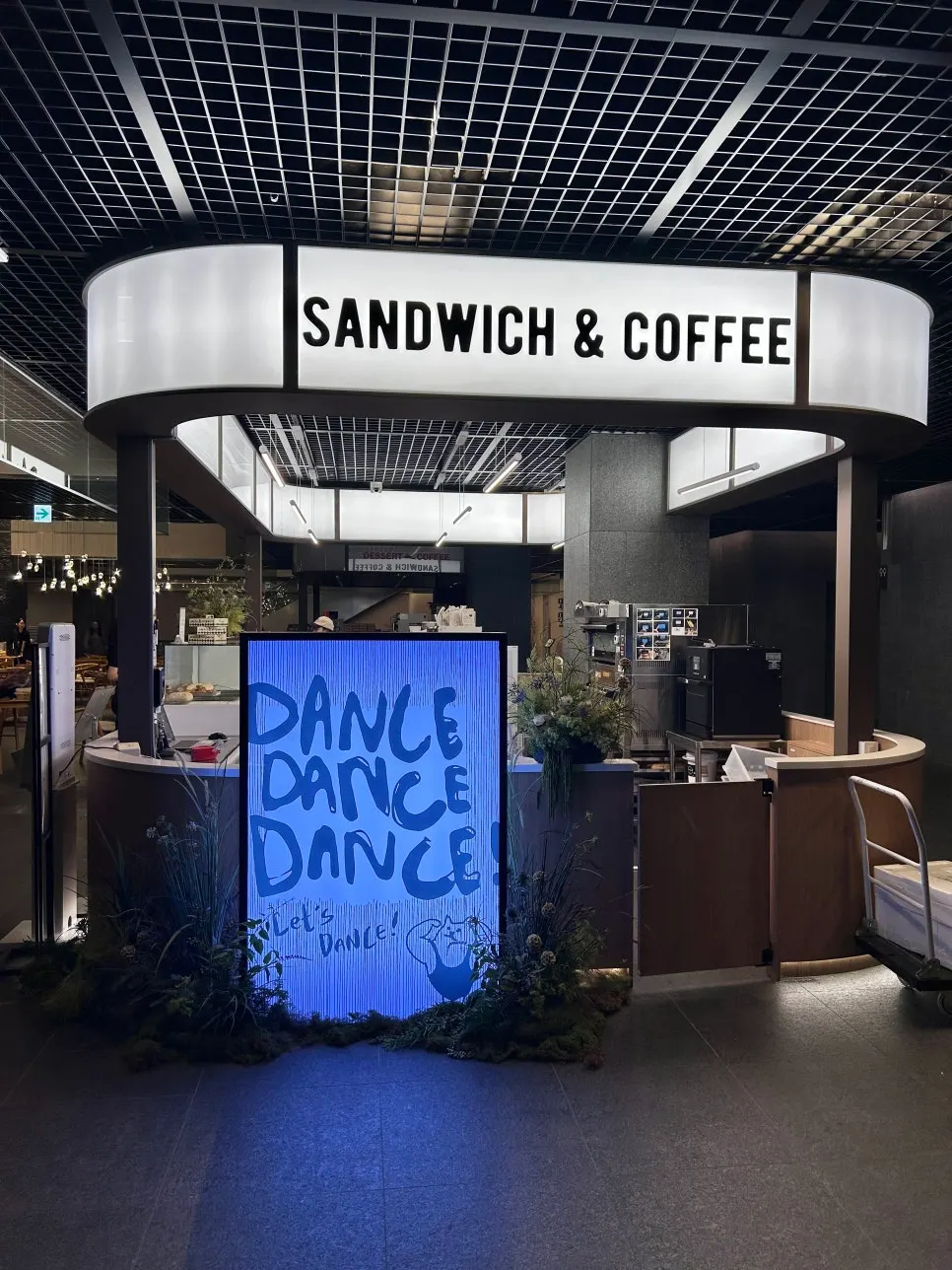 Spacious interior of the café connected to Seoul Station