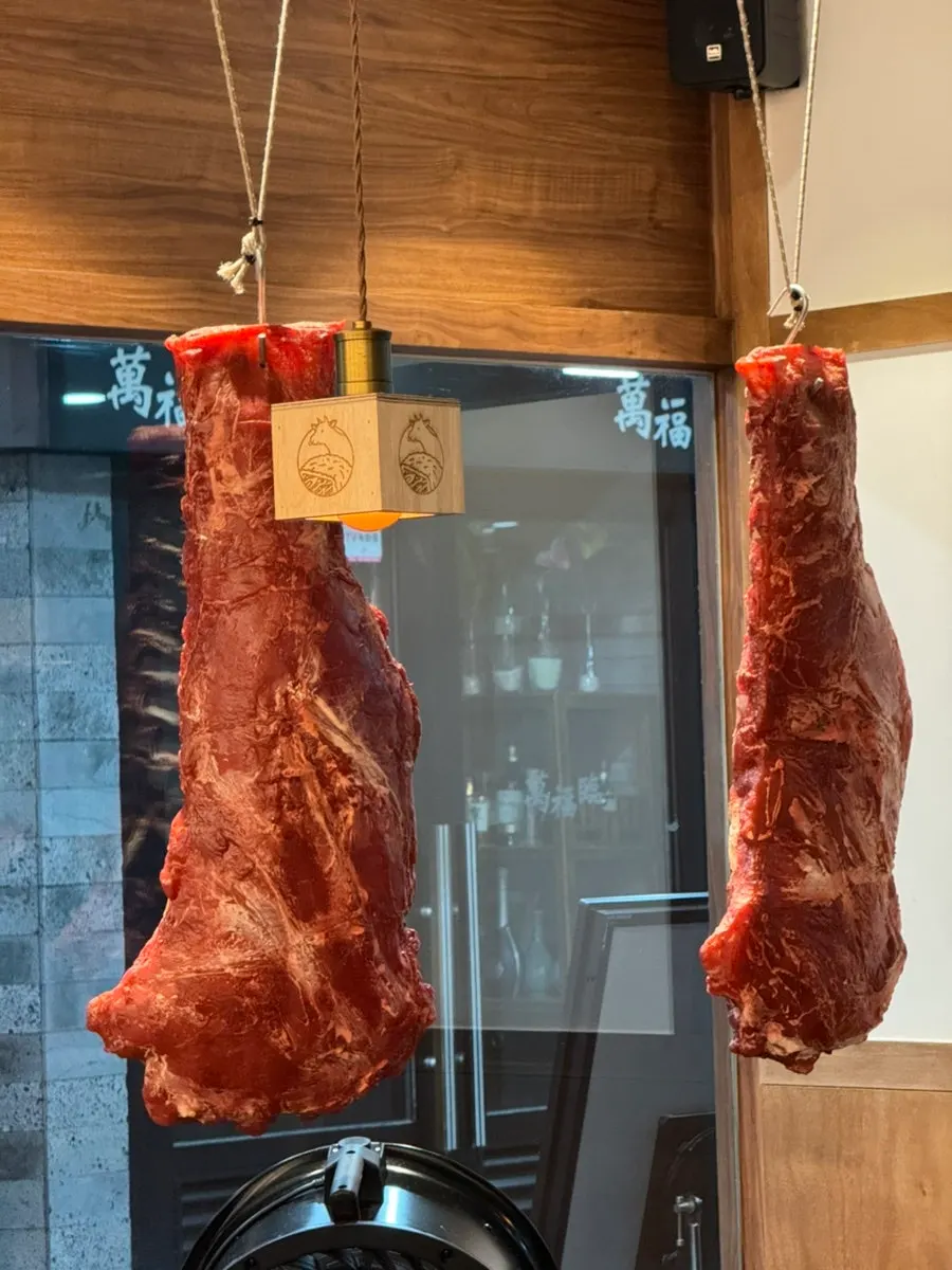 Large meat prop at the store entrance