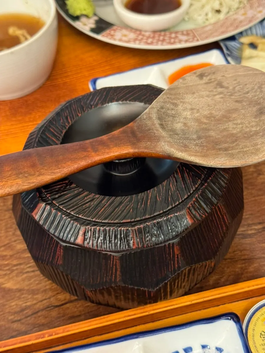 Firm rice served with gyukatsu