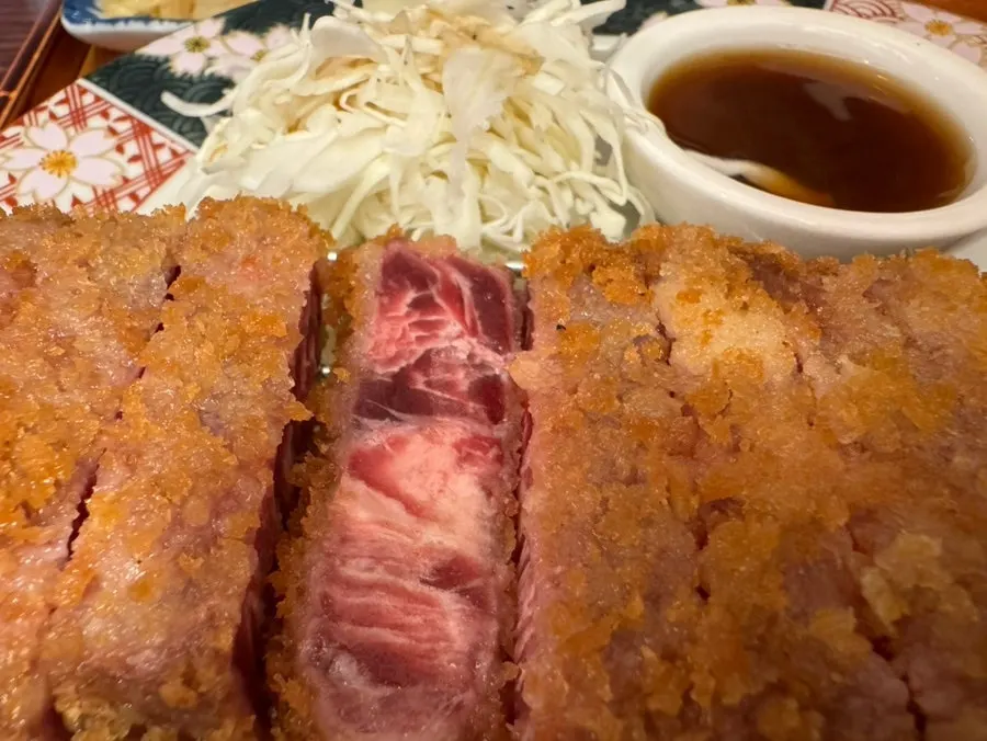 Gyukatsu table setting with side dishes