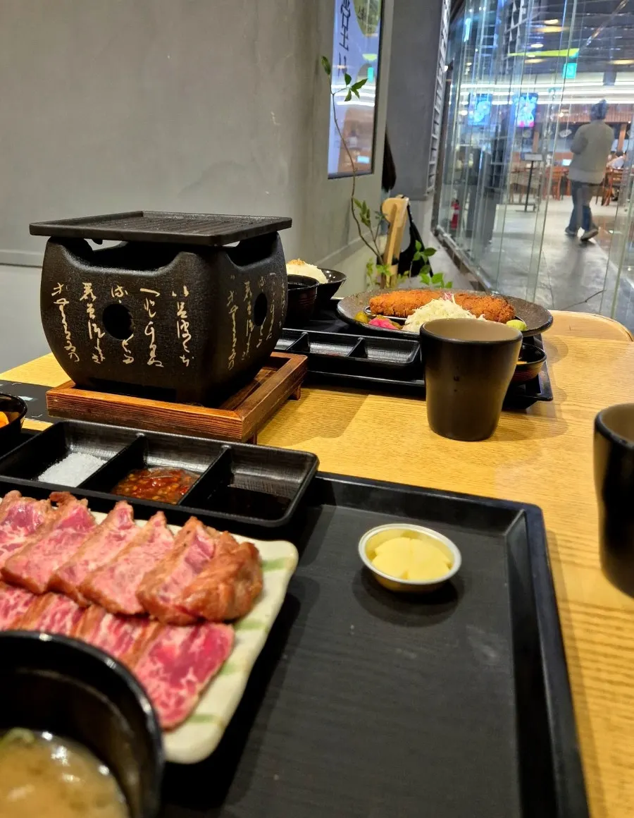 Furato Shokudo menu board highlighting the signature gyukatsu