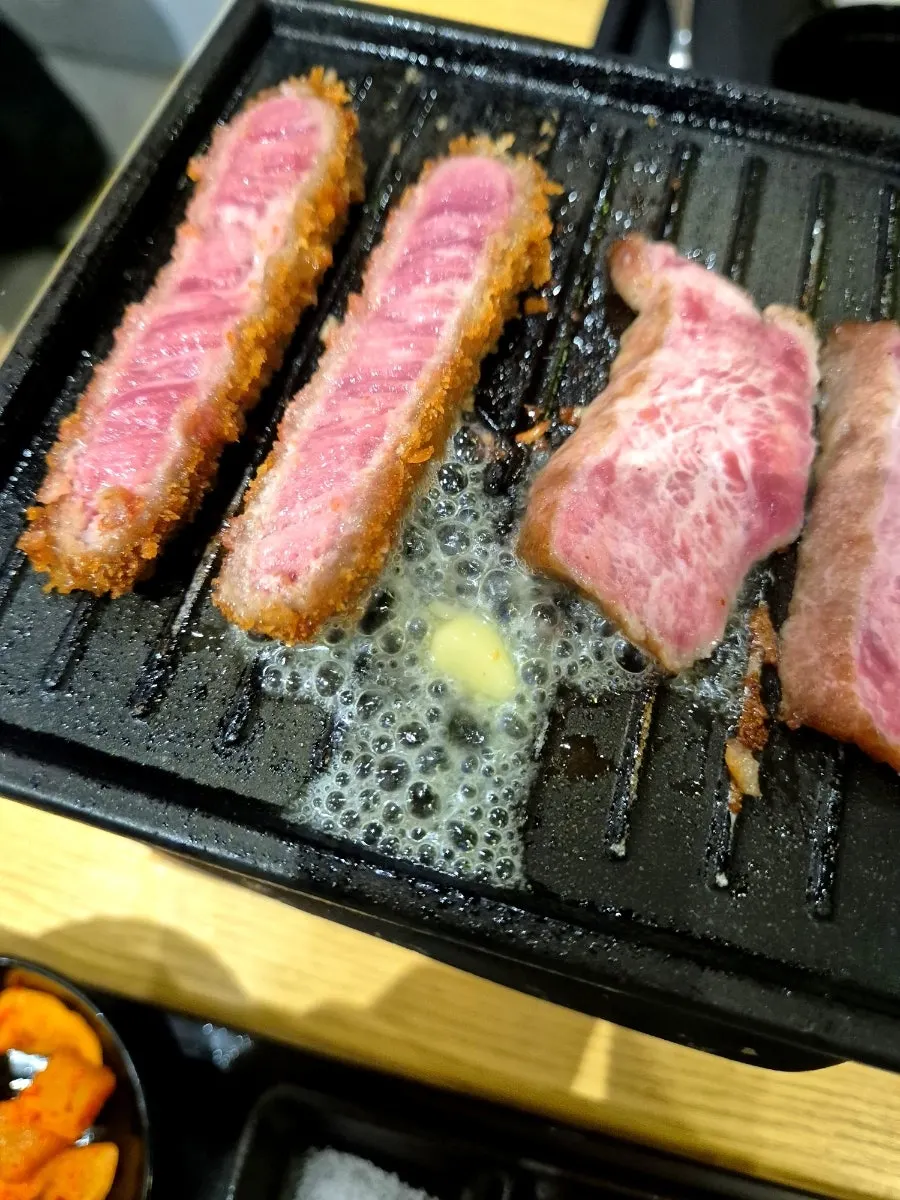 Rare-cooked meat and the tabletop hearth
