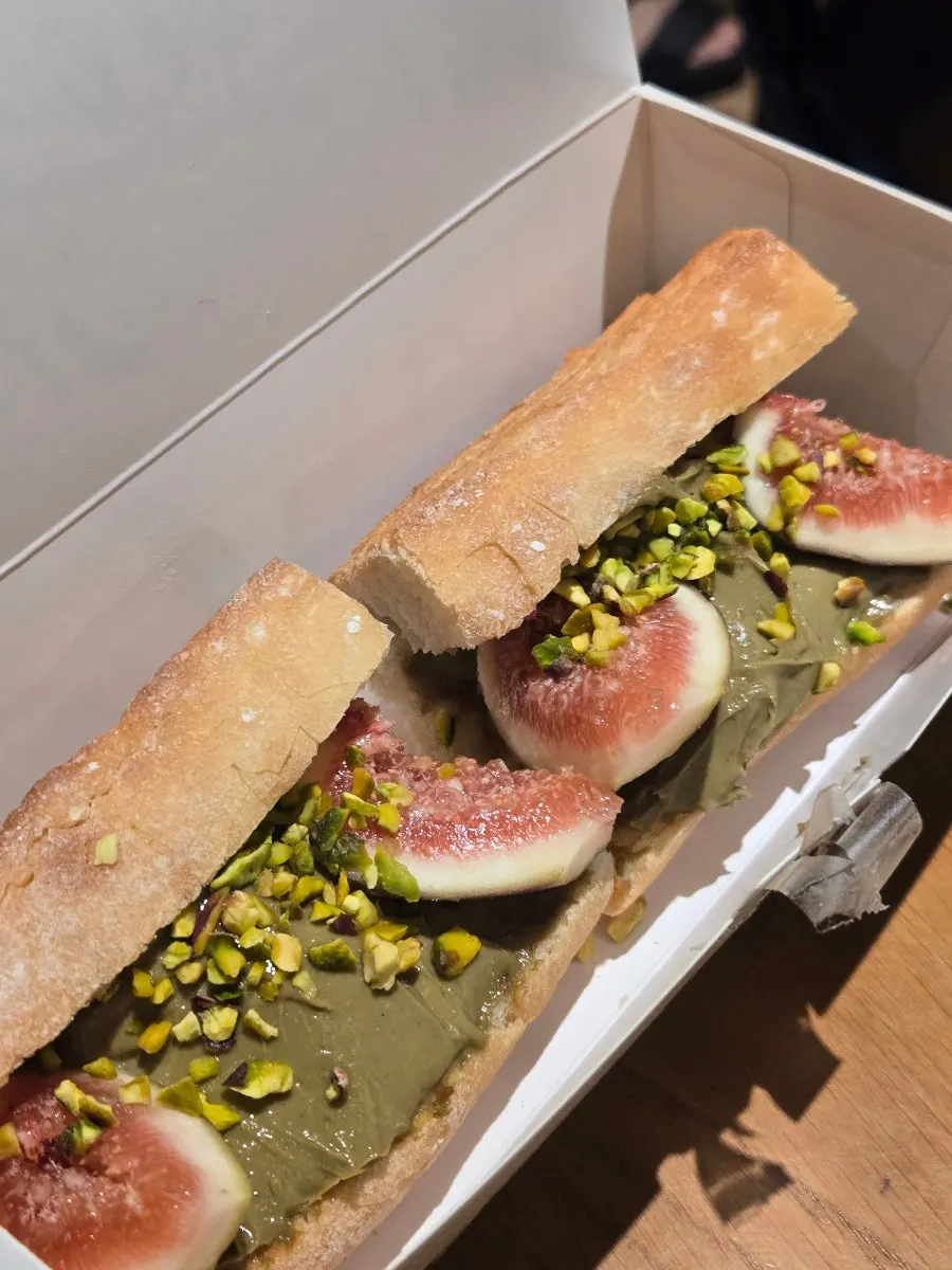 New fig pistachio baguette sandwich