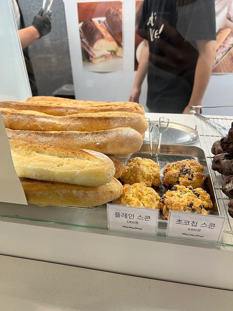 Sandwiches and baguettes on display