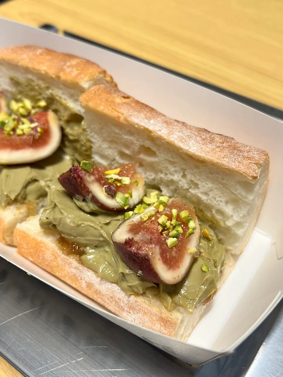Fig pistachio baguette almost fully eaten