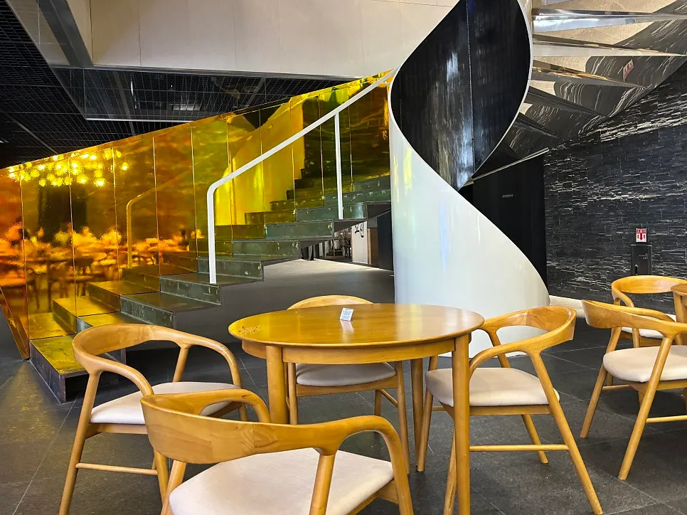 Store seating filled with weekend lunch customers