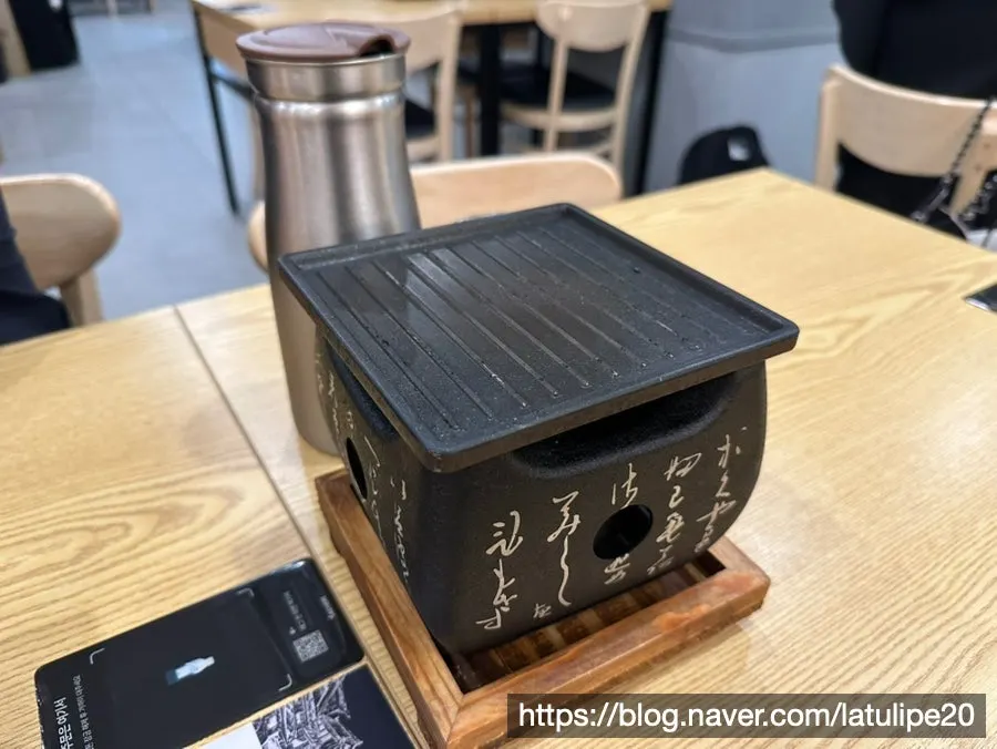 Mini grill set on each table at Furato Shokudo