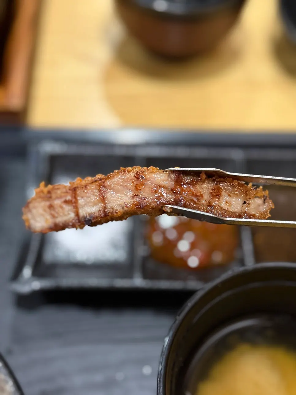 Golden gyukatsu with visible grill marks