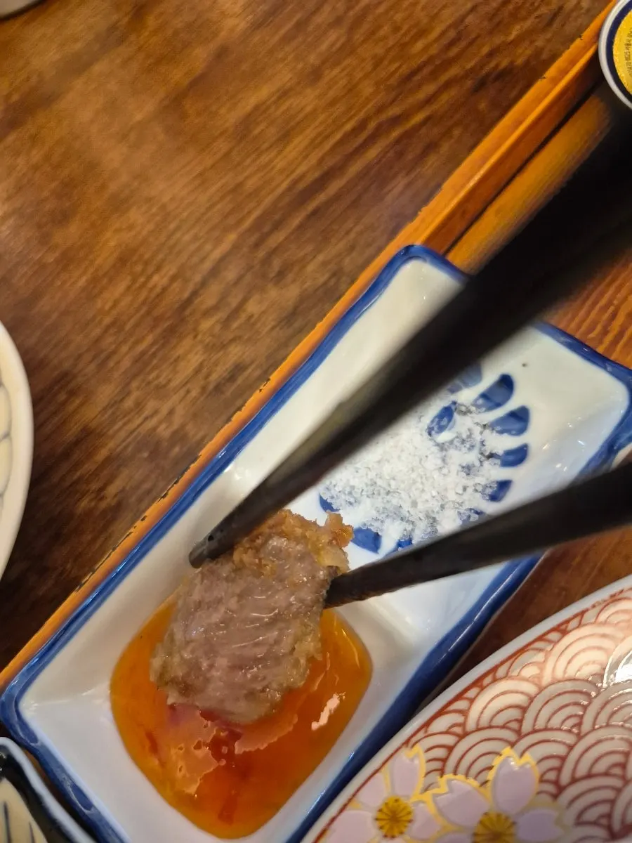 Butter-grilled gyukatsu placed on rice
