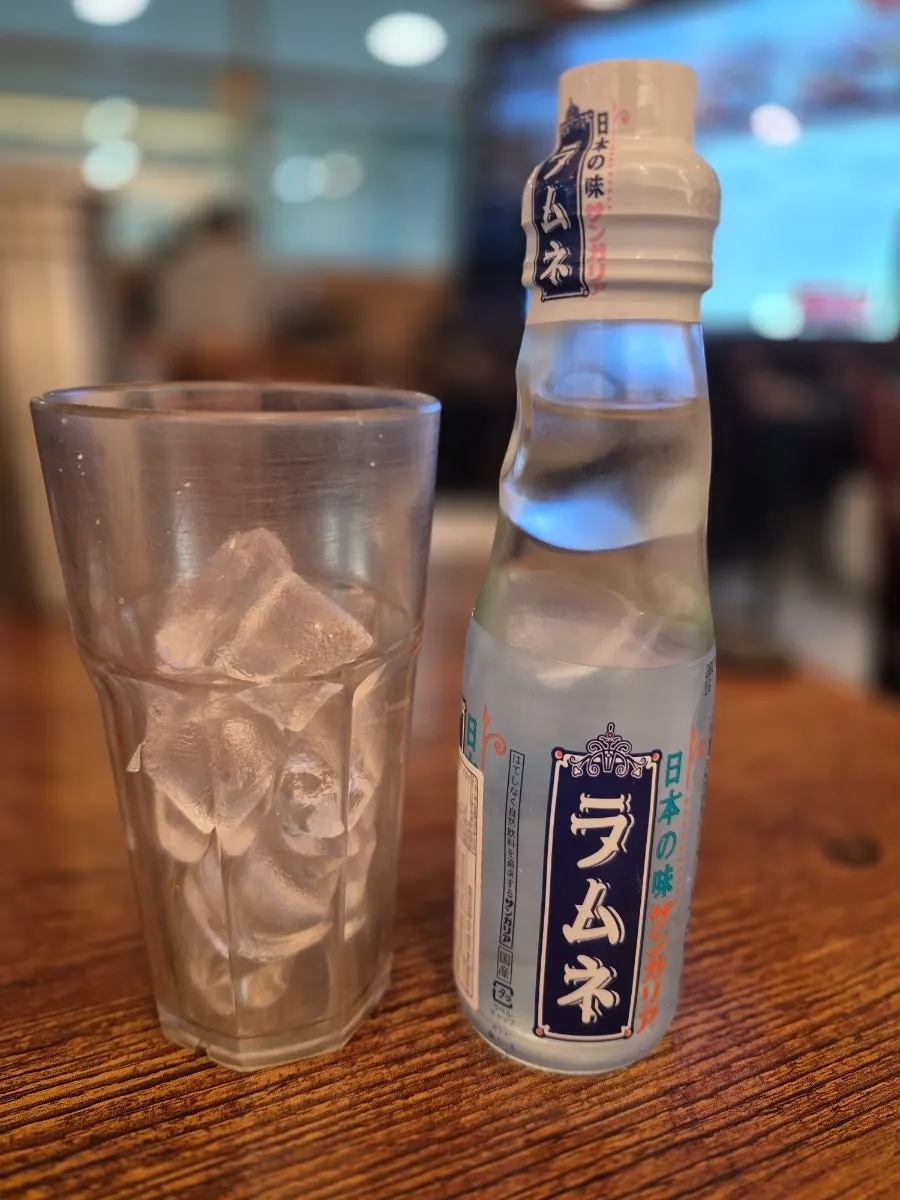 Added fried egg and ramune drink