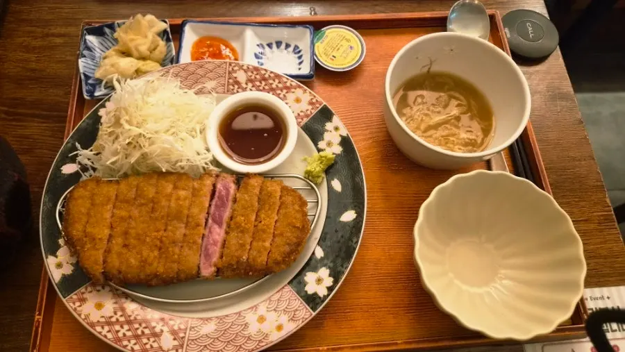 Close-up of grilled gyukatsu