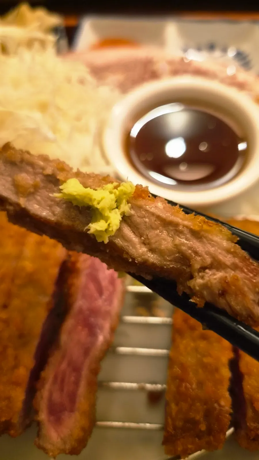 Wrapping up the gyukatsu lunch