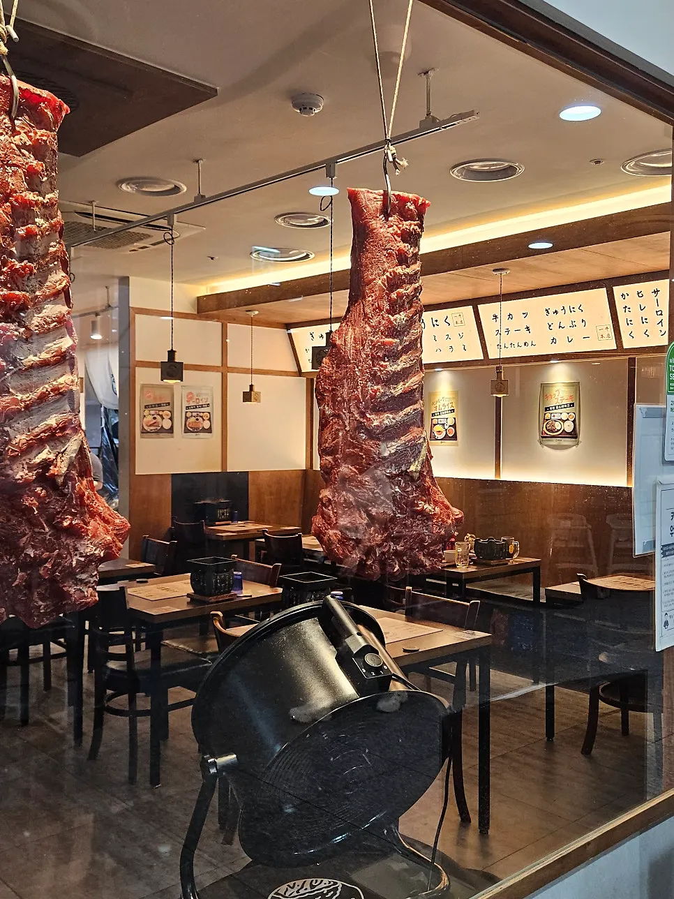 Large meat model placed near the entrance