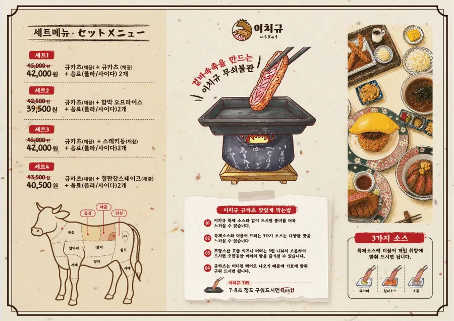 Menu board listing the set meals