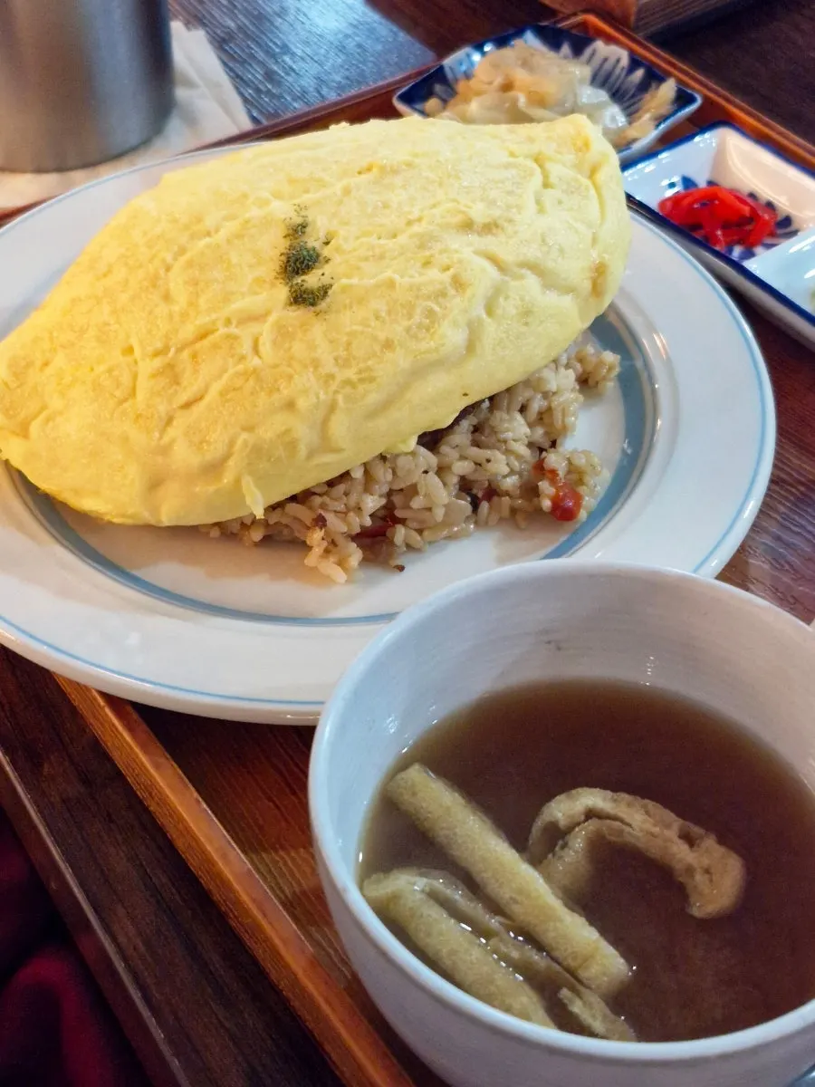 Close-up of the beautifully shaped omelet