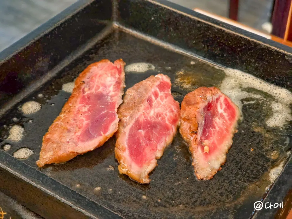 Gyukatsu grilled on the mini brazier with Isigny butter