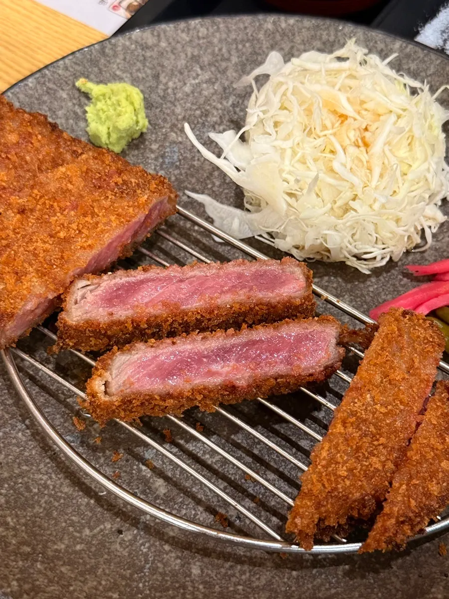 Cabbage salad served with the gyukatsu set