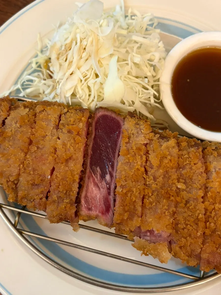 Cross-section of the vivid pink gyukatsu