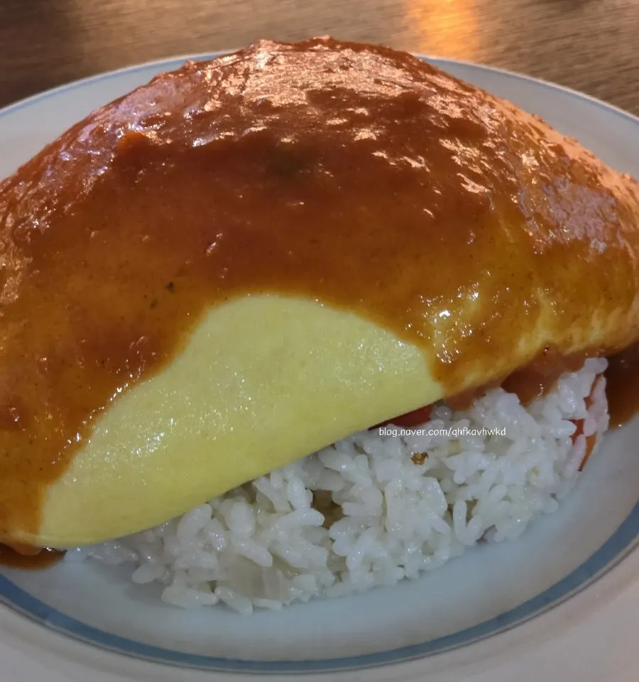 Hamburg omurice topped with sauce