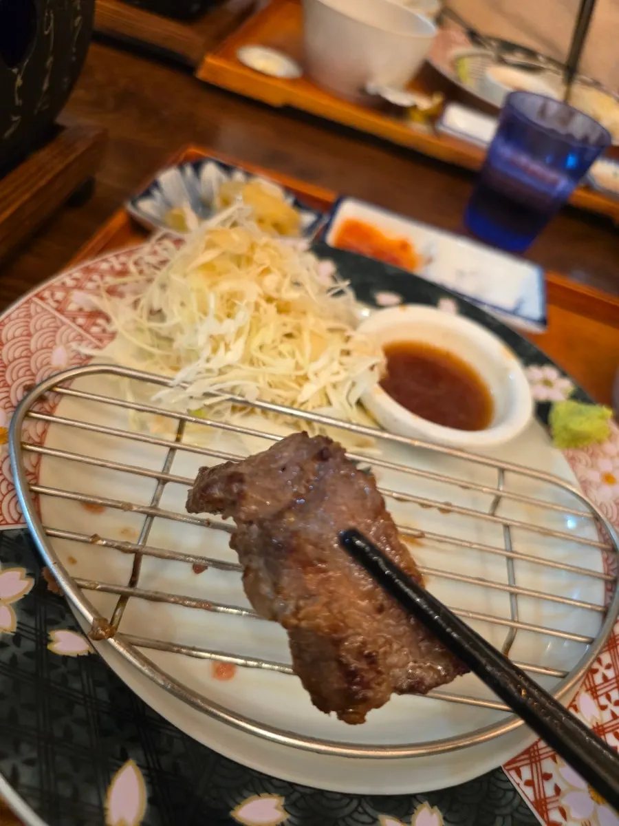 Cross-section showing the crispy coating of the gyukatsu