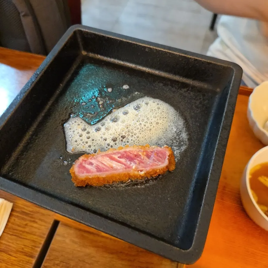 Plate with shared portions of steaki and gyukatsu
