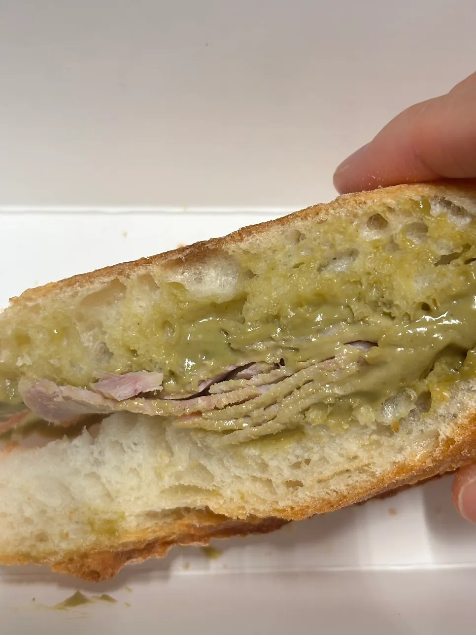 Jambon baguette with pistachio spread