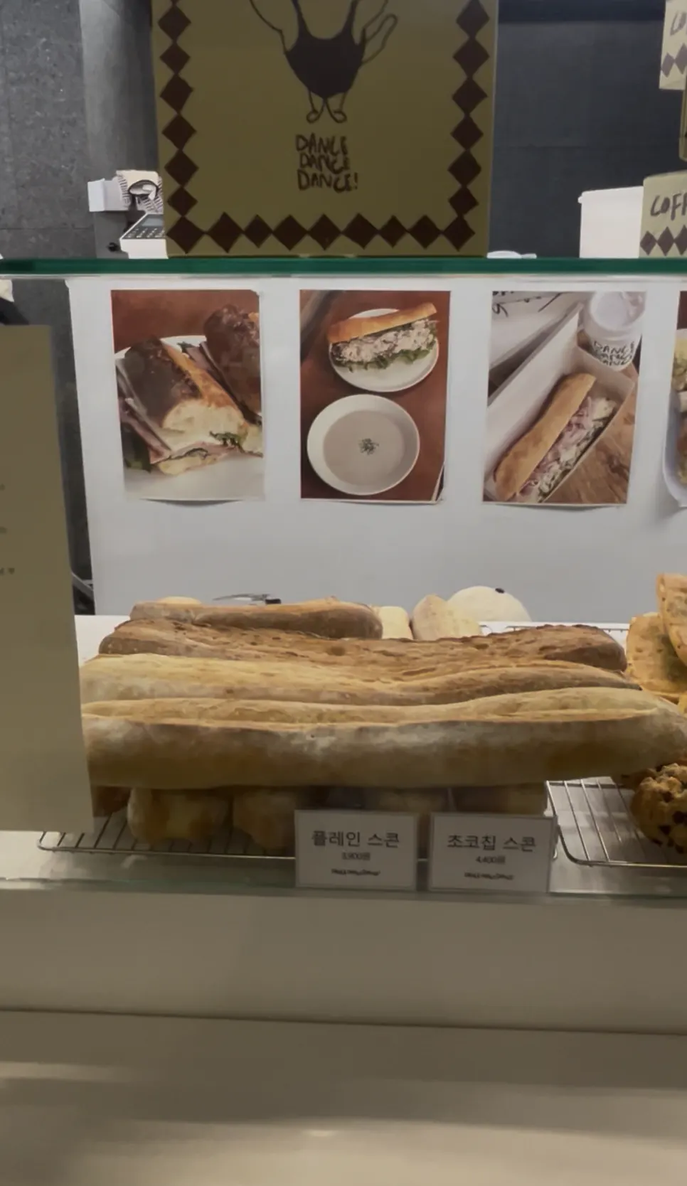 Sandwich menu board at Dance Dance Dance Seoul Station