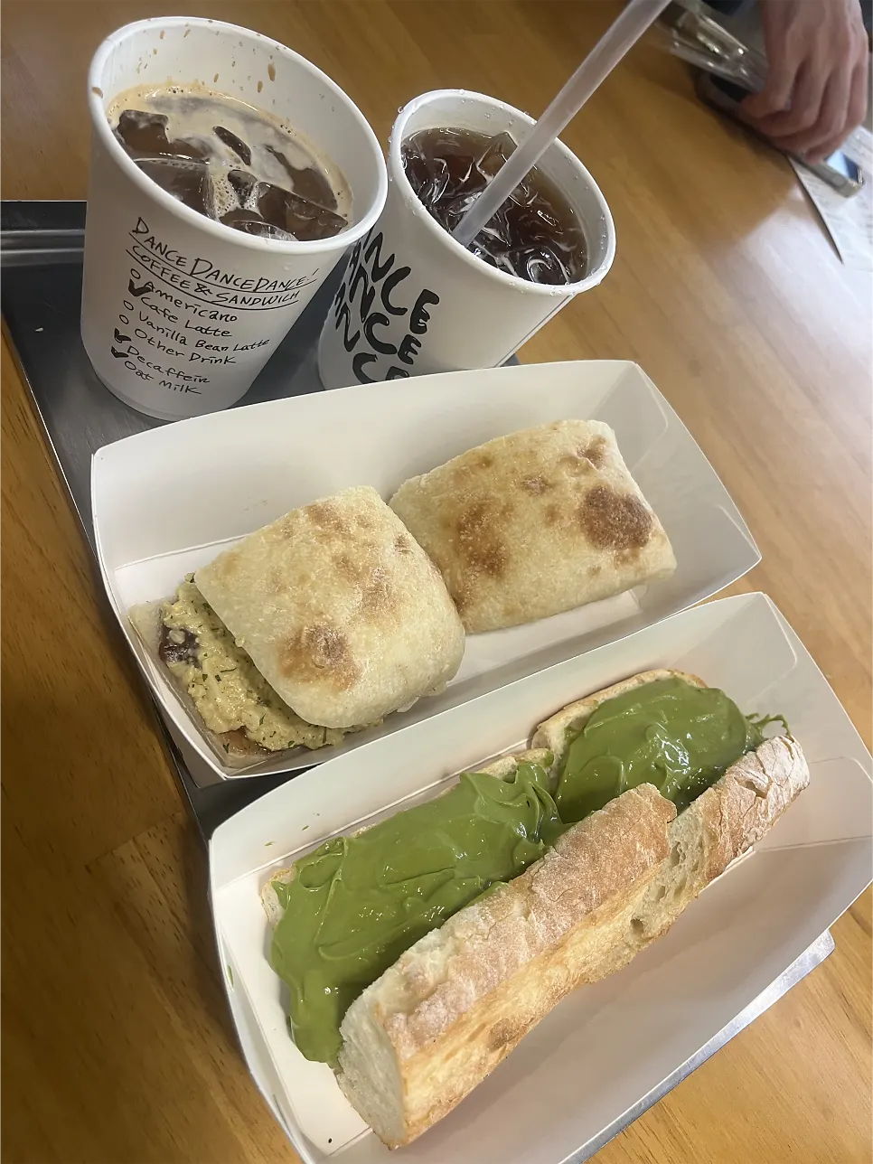 Order screen showing ciabatta or baguette selection