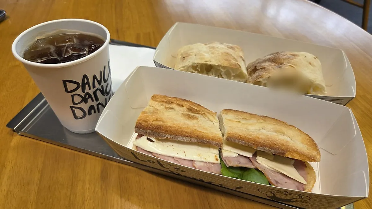 Baguette sandwich brunch spread at Dance Dance Dance Seoul Station