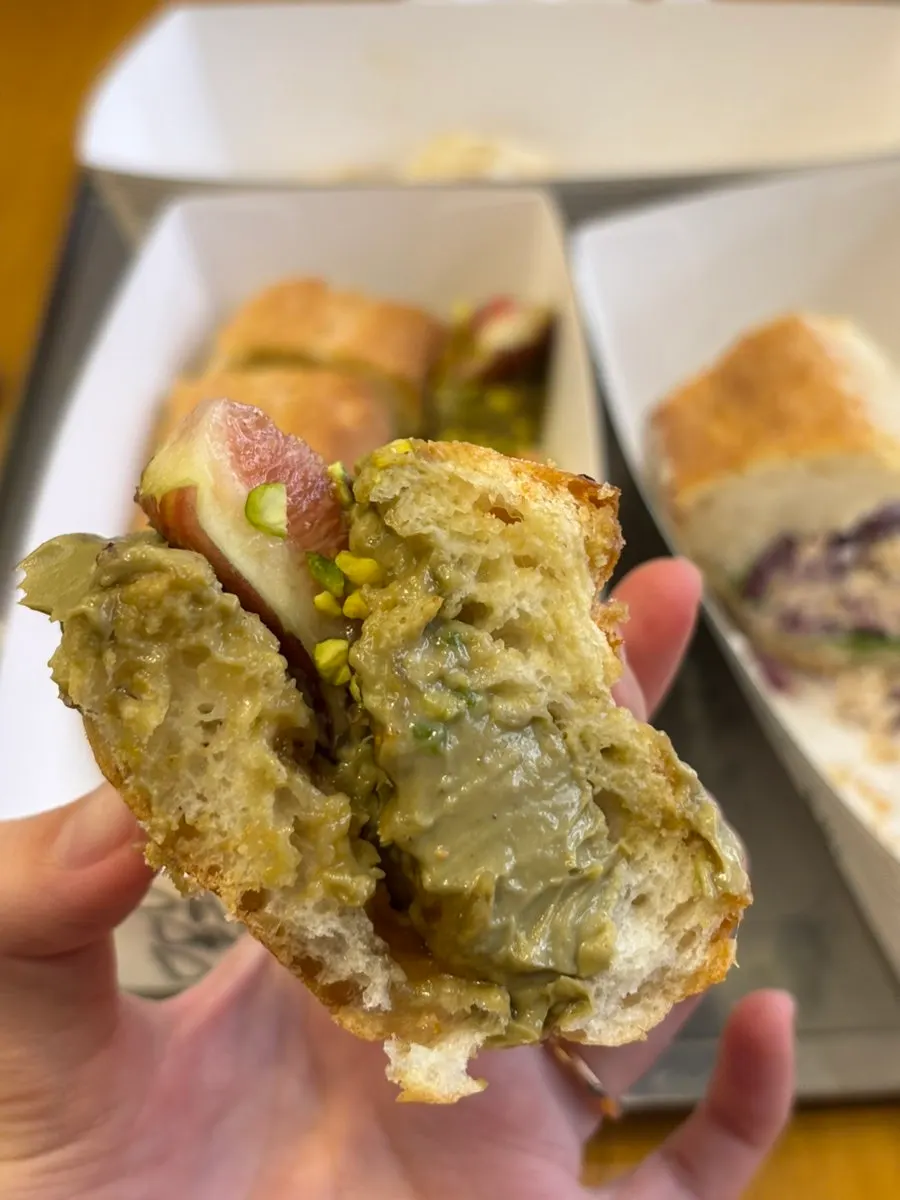 Fig baguette cut into easy-to-eat pieces