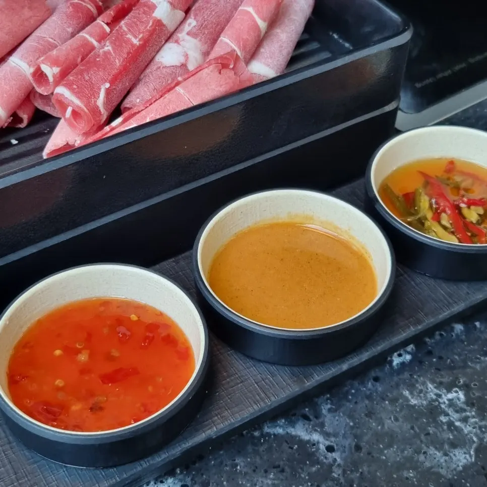 Three types of dipping sauce at Yunseul