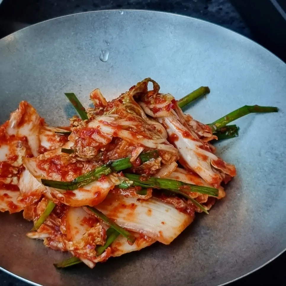 Kimchi and cabbage pickle side dishes at Yunseul