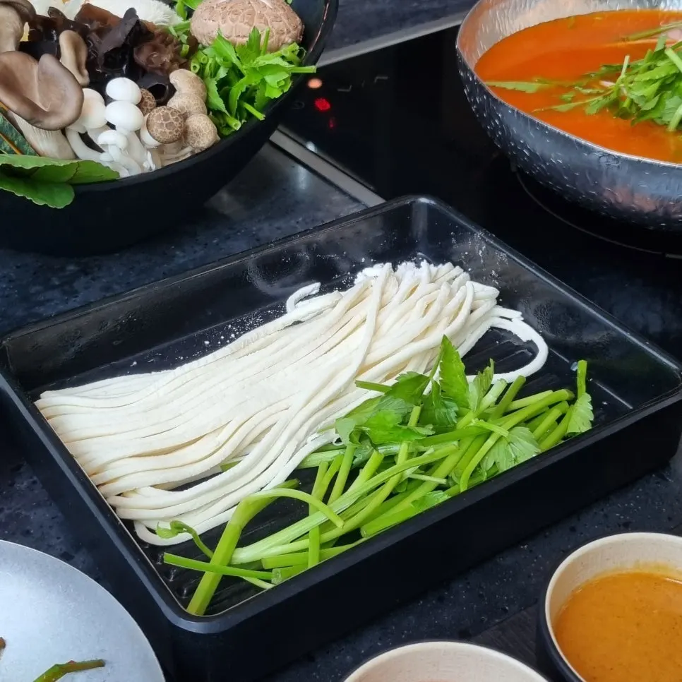 Shabu-shabu meat cooking in the pot