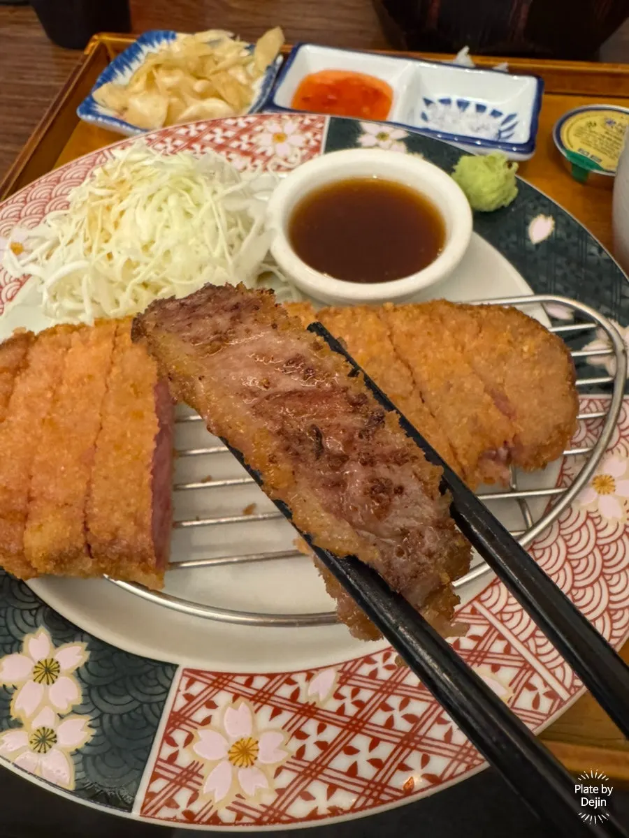 Lightly grilled gyukatsu meal