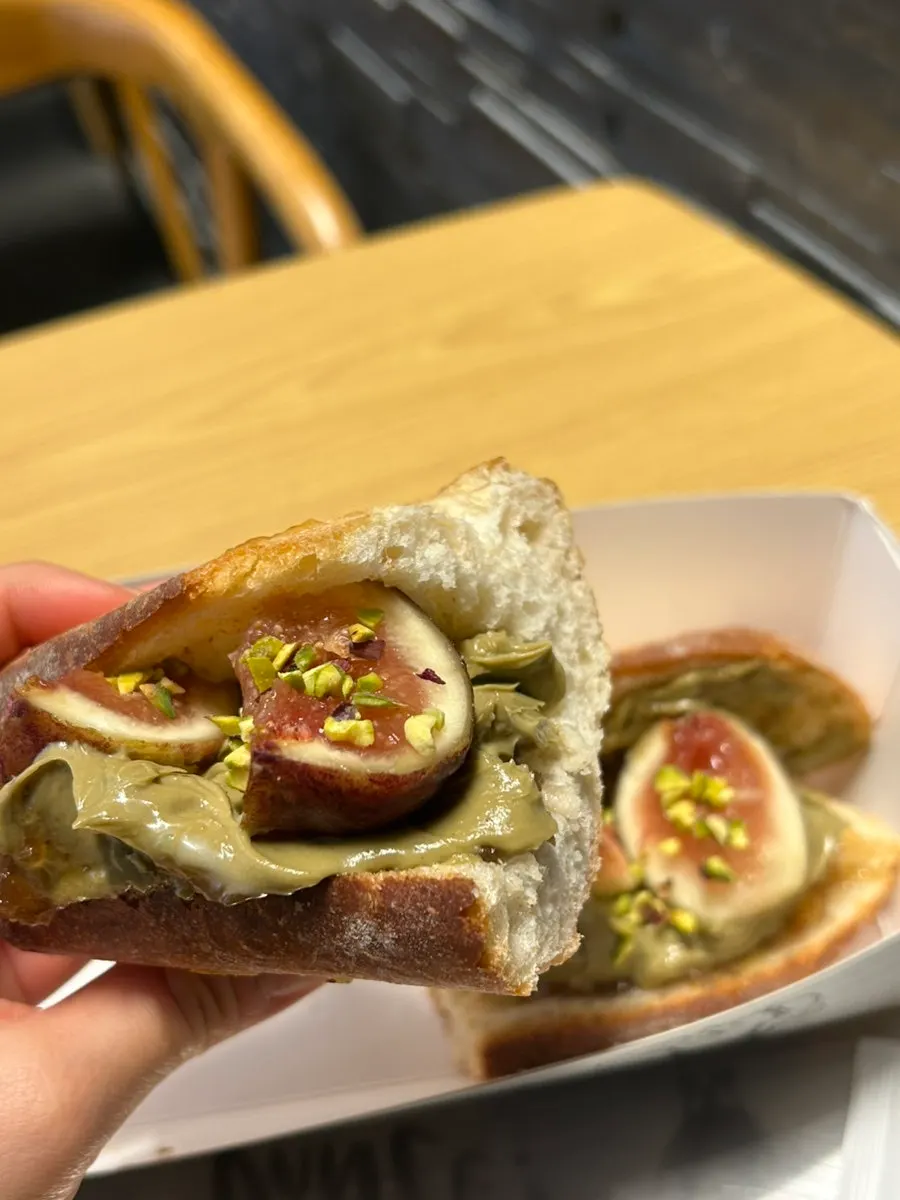 Cross-section of the soft baguette bread