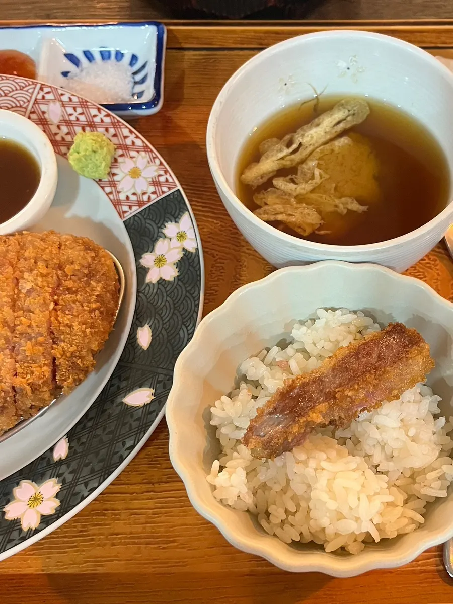 Gyukatsu enjoyed with salt and wasabi