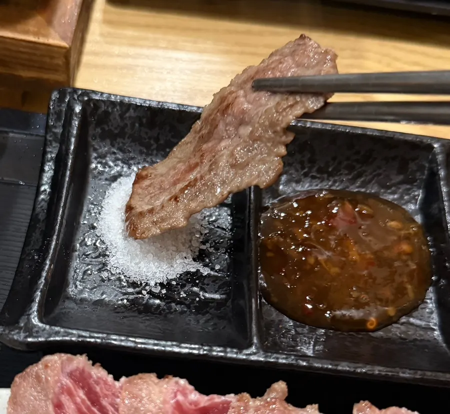 Steki meat dipped in salt