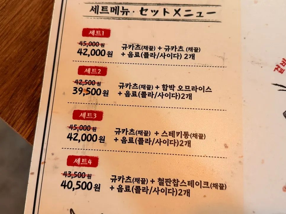 Gyukatsu set-menu options