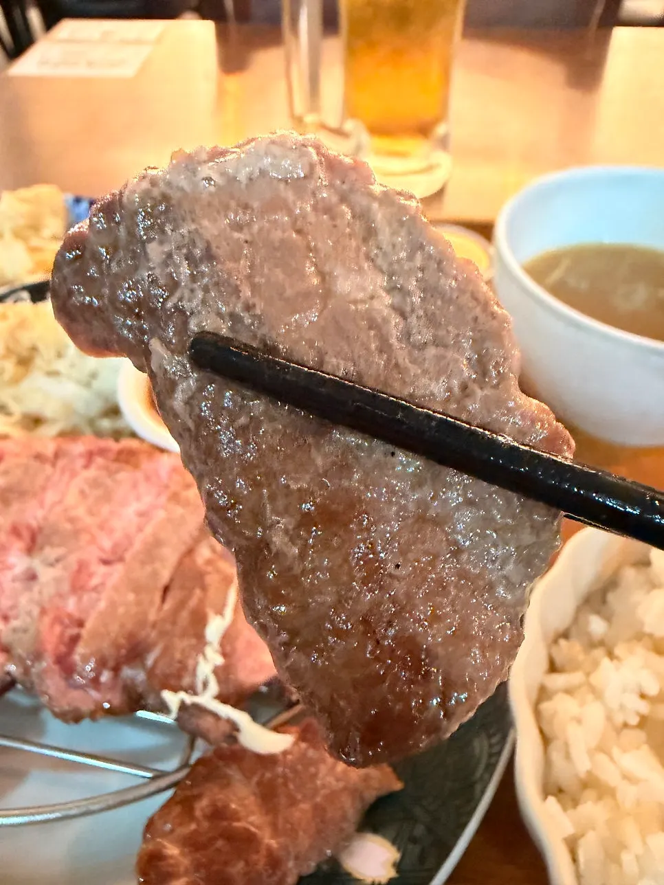 Sirloin beef grilled at the table