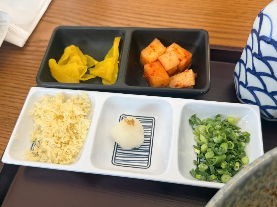 Bukkake udon and extra ingredients