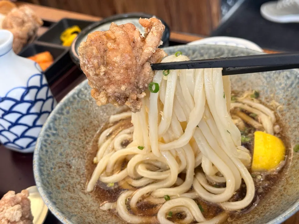Bukkake udon with added ingredients