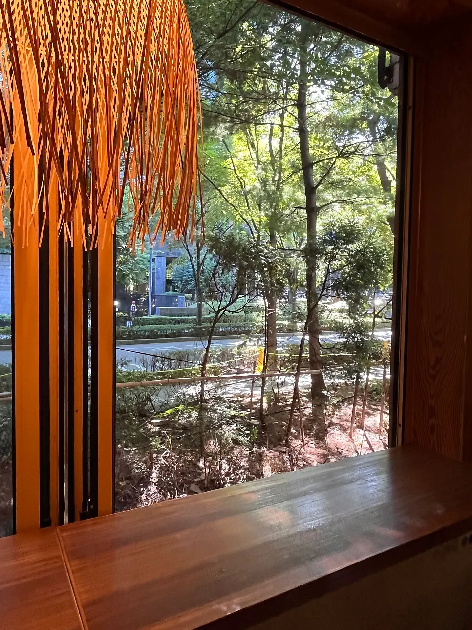 Relaxed café seating with a view outside the window