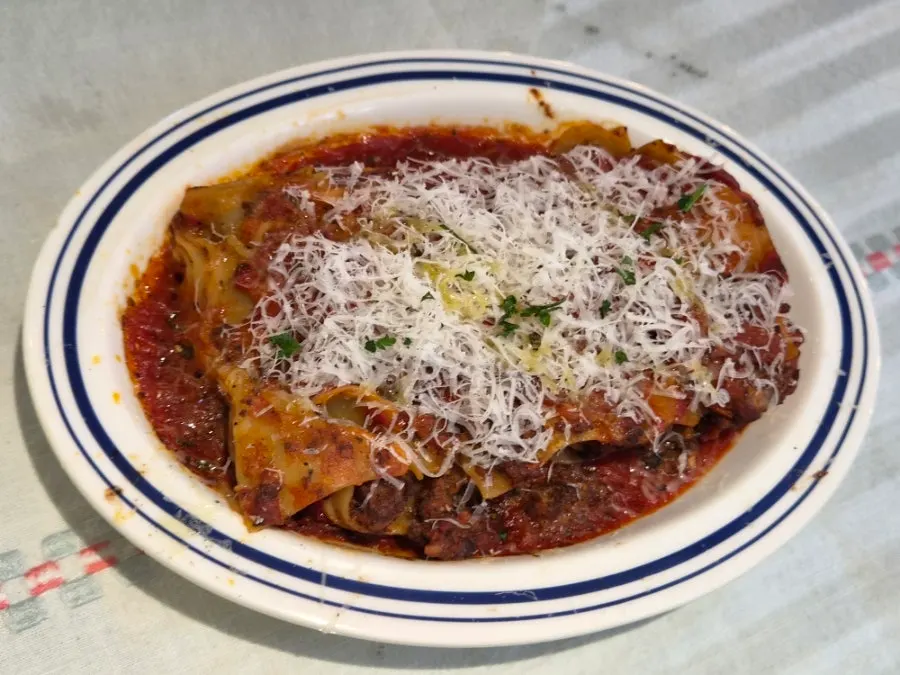 Lasagna before the aligot cheese is added