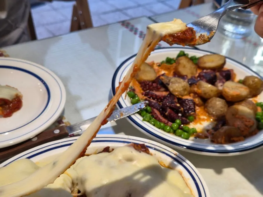 Lasagna topped with snow cheese and aligot cheese