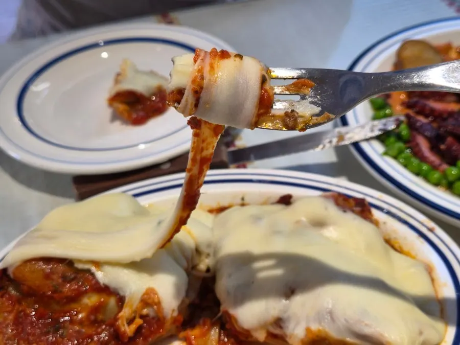 Stretchy aligot cheese lasagna